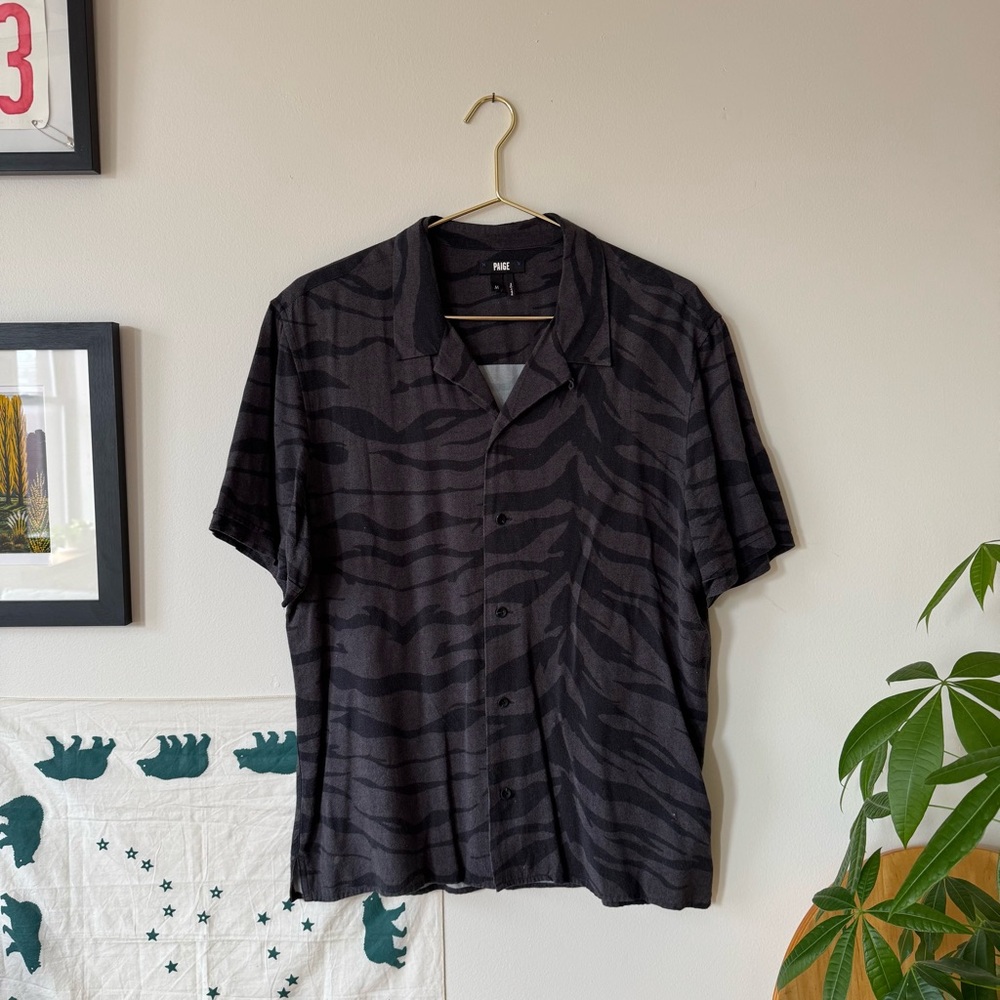 PAIGE Men's Black Camp Collared Shirt